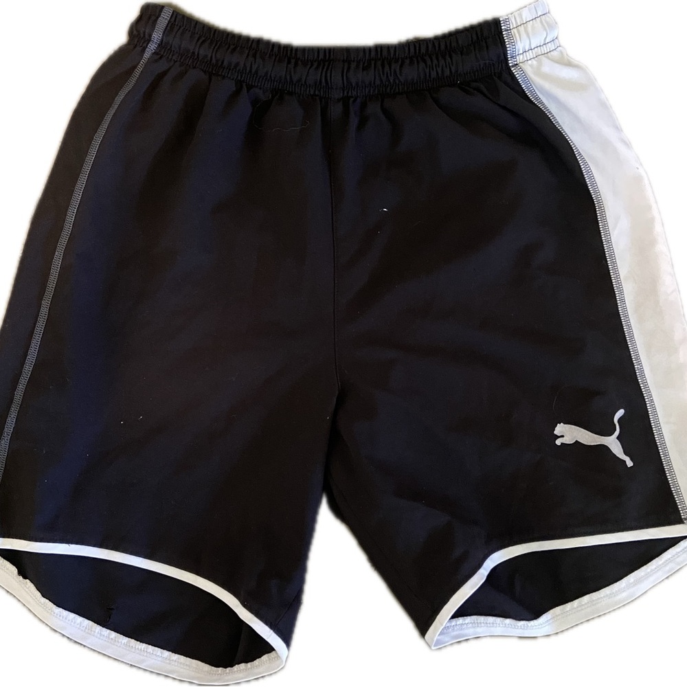Puma Men's Black and White Athletic Shorts